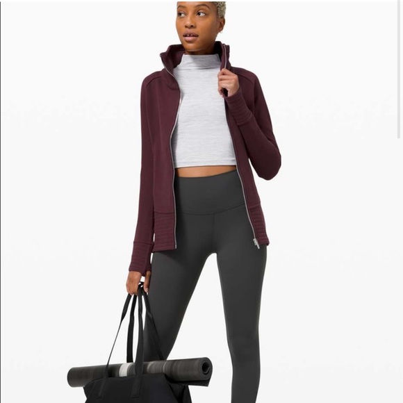 Lululemon wine red radiant zip up, hardly worn - Picture 2 of 9